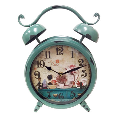 Analog Metal Mechanical Tabletop Clock with Alarm in
