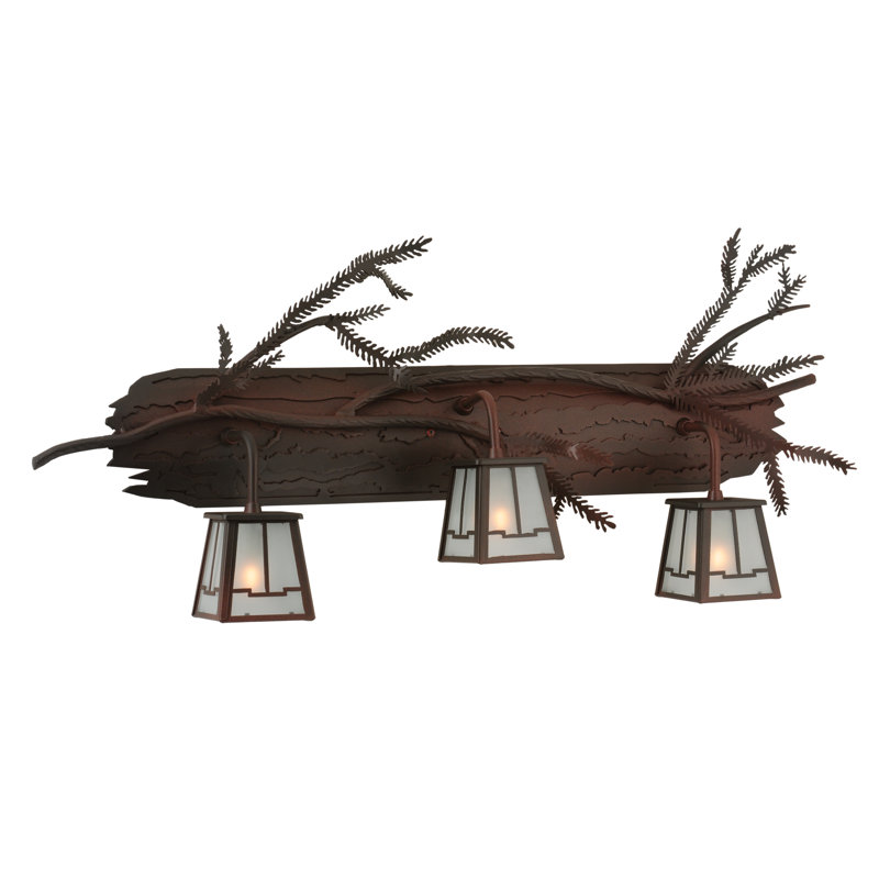 Rustic Bronze 3-Light Pine Branch Vanity Light