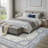 Navy Blue and White Rug, Washable Floral Area Rugs 8x10 Clearance with Non-Slip Backing & Durable Edge, Modern Vintage Low-Profile Large Blue Rug for Living Room, Bedroom, Dining Room-881261880