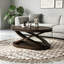 44 Inch Wood Oval Coffee Table With X-Shaped Base-1170674851