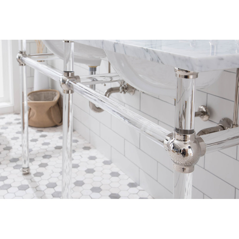 Empire Stone Oval Console Bathroom Sink with Faucet and Overflow, Polished Nickel
