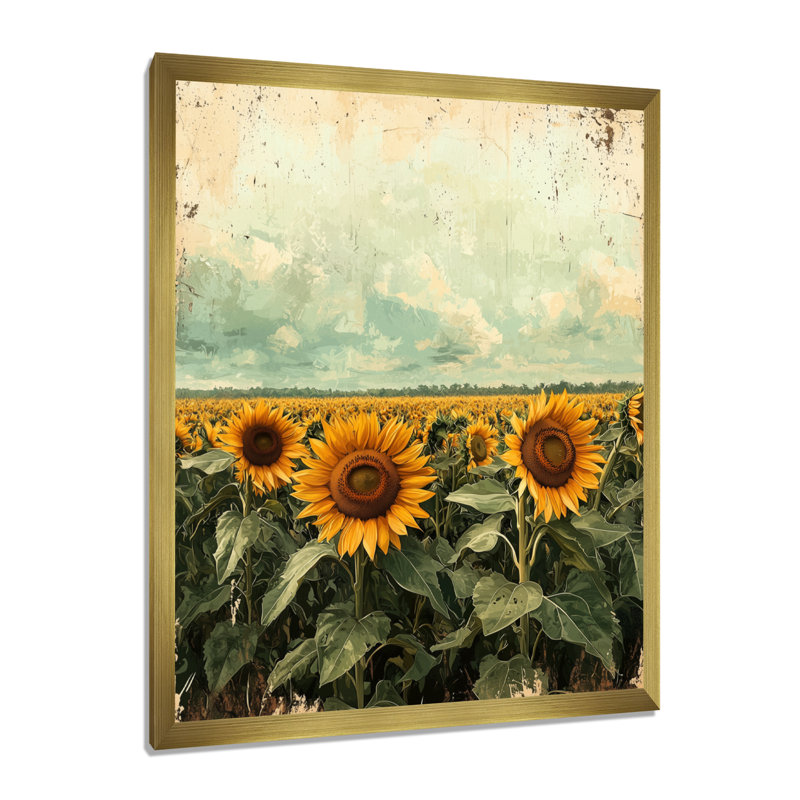 Dorwell - Floral Canvas Art Print, H 20 po x l 12 po, Reproduction encadrée d'une seule photo, Doré
