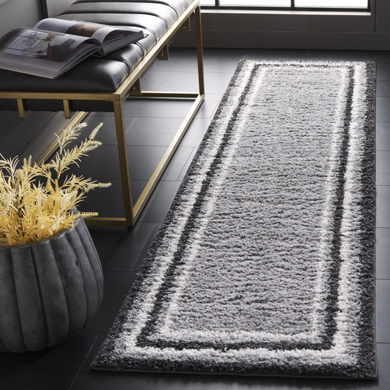 Maudeen Border & Stripe Shag 200 Performance Striped Rug, Runner 2'2" x 8'