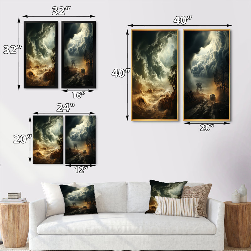 «Storm Mystical Cyclone II», 2 pièces, H 40 po x l 40 po, Cadre blanc