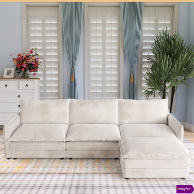 Bodhild 109"W Stylish Corduroy Comfortable Lounge Chair With One Ottoman. by Wade Logan