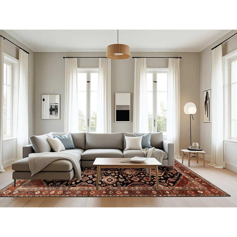 Tapis brun turc lavable à la machine, Rectangulaire 8 pi x 10 pi