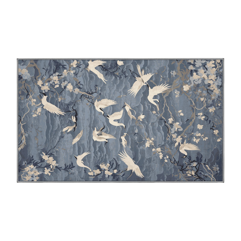 Machine Washable Gray Area Rug, Rectangle 5' x 8'