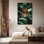 «Wild Leopard Peeking Through Foliage», art mural tendu sur toile jungle pour Eclectic Studio