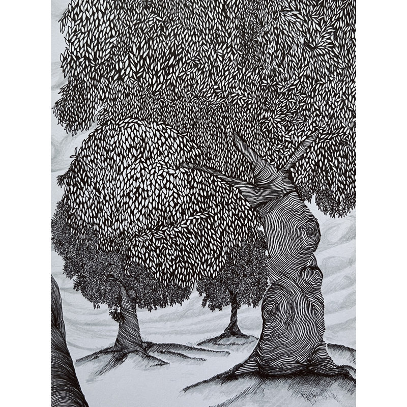 L'arbre dense - Bois | Encre sur papier | Peinture de Shreya Gupta