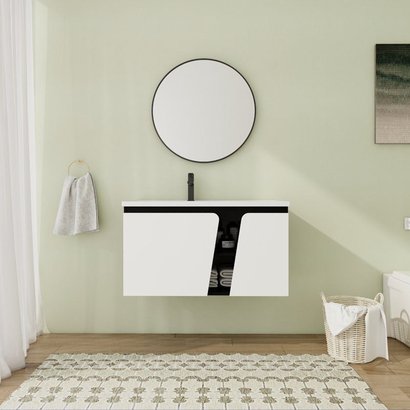 Meuble-lavabo mural simple 36 po avec comptoir en céramique