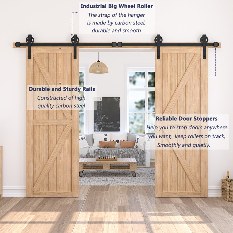 Standard Metallic Steel Barn Door Hardware Kit, 120-inch Track