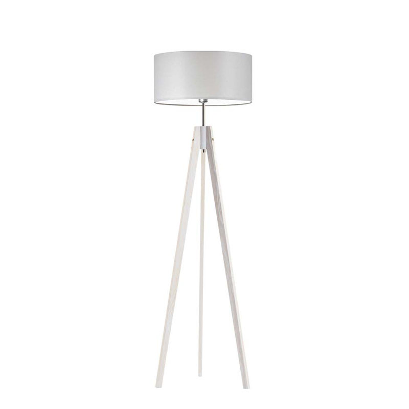 Arbutis 138cm Tripod Floor Lamp, White, Silver