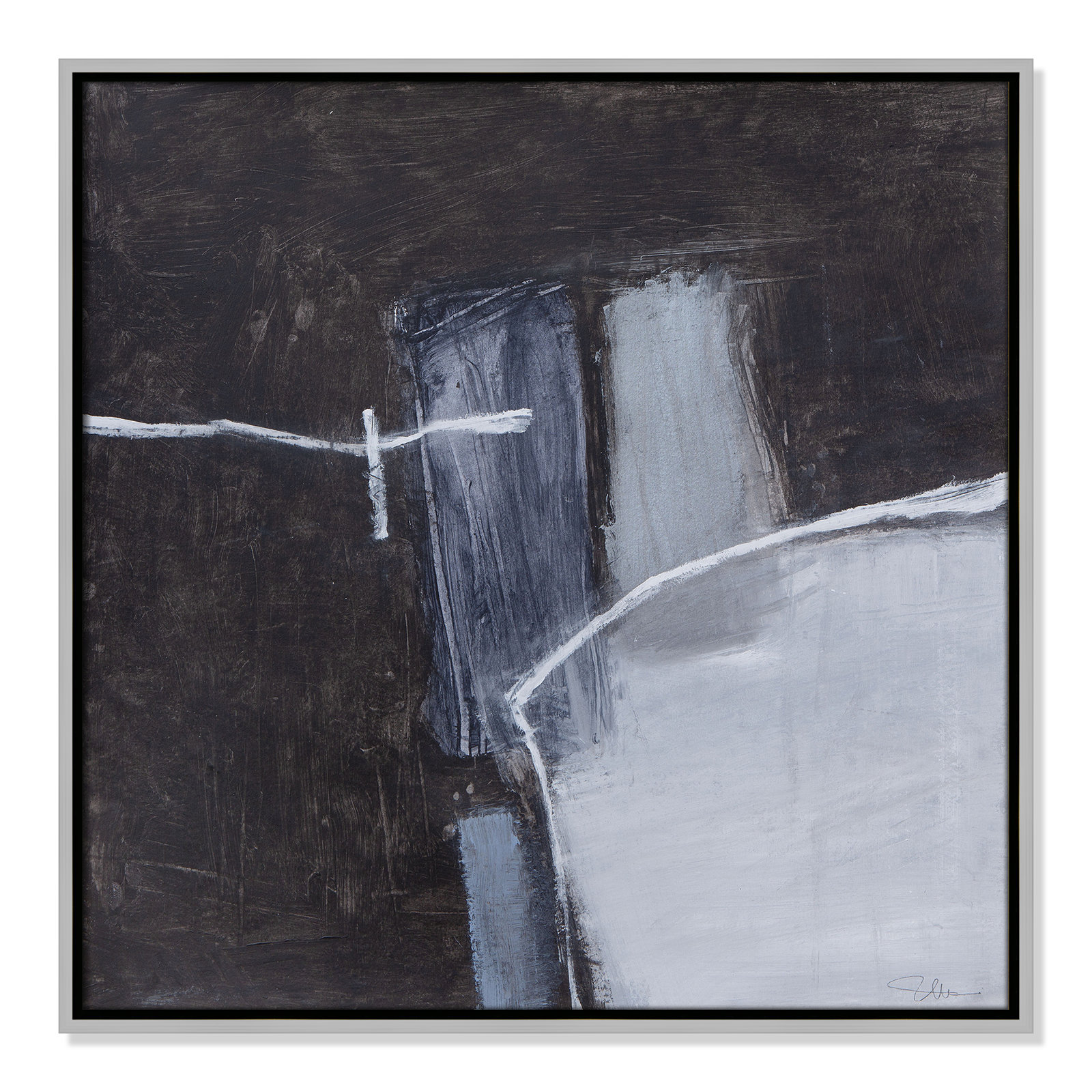 Graphite Gemstones I Print by Casa Fine Arts, Silver, 25.5" H x 25.5" W