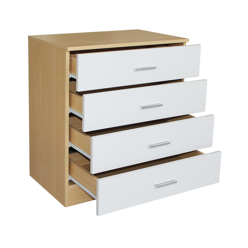 60 cm W Chest of 4 Drawers, Oak/White