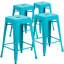 Tabouret à hauteur de comptoir 24 po intérieur / extérieur en métal avec siège carré-1214741086-1292562121-1292562119