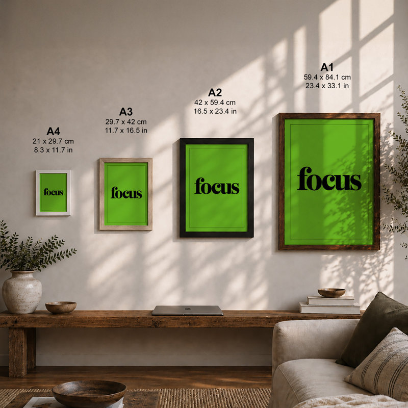 Focus Typography - Framed Print, Unframed, A3 - 42.0 x 29.7 cm