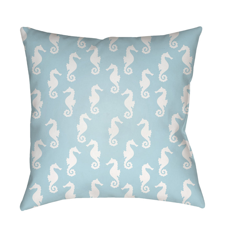 Outdoor Throw Pillow, 18" H x 18" W x 3.5" D, Light Blue