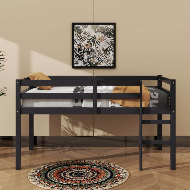 Twin Elevated Loft Bed Comes With Ladder, Black