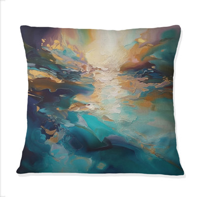 Coussin Spiritation Ocean Sunset In Shades Of Blue I - Abstract Landscape