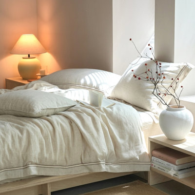 Manjusaka Tencel Linen Duvet Cover Set with Pillowcase -Top Grade & Natural