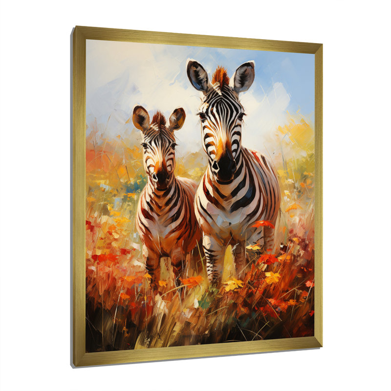 Zèbres impressionnistes zèbres II, Or, H 40 po x l 30 po x P 1,5 po