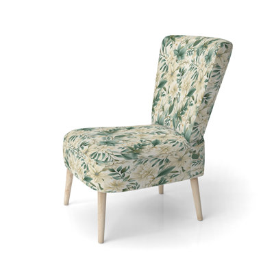 Subdued Oasis Boho Pattern - Upholstered Farmhouse Side Chair, Rustic Floral Accent Chair