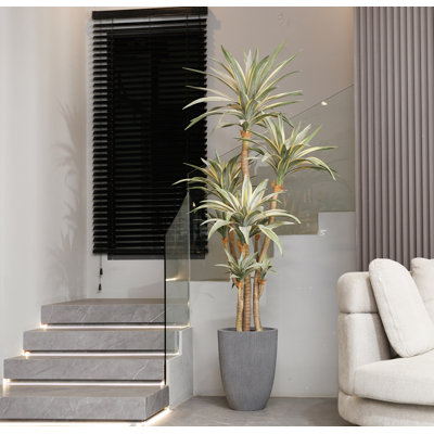 86.6'' Artificial Agave In A Shell Designed Fiberstone Planter Perfect For Indoor And Outdoor Use