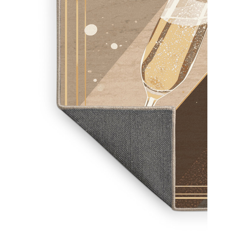 Tapis beige moelleux et moelleux en verre champagne Grasmere, 7x9