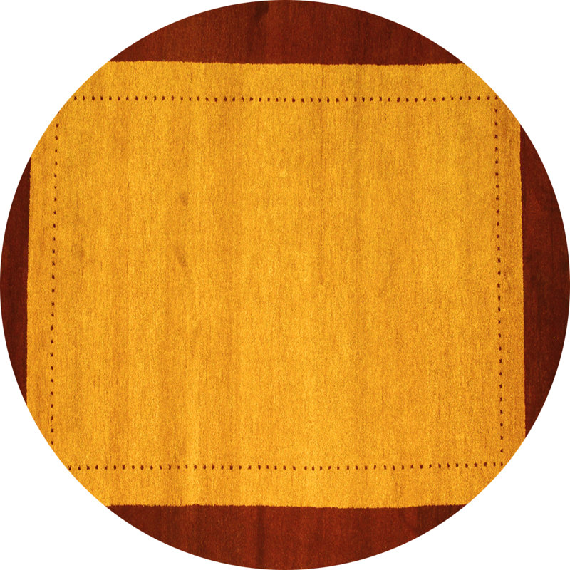 Tapis contemporains jaunes lavables à la machine 661, Rond 5 pi