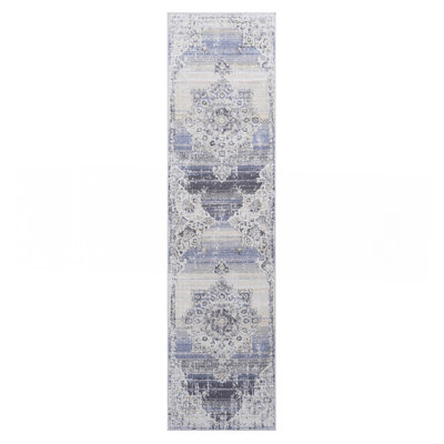 2X8 Cream/Blue /Medallion Non-Shedding Living Room Bedroom Dining Home Office Stylish And Stain Resistant Area Rug