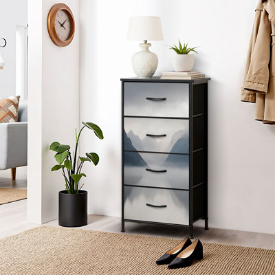 Dresser for Bedroom Dresser for Closet Summer cloudy Lofoten islands Norway misty fjords Dressers & Chests of Drawers Fabric Closet Organizers and Storage with 4 Drawers Storage Bins