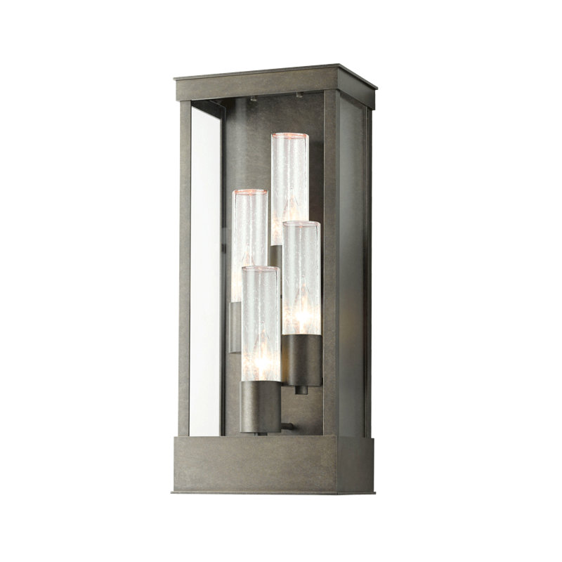 Portico Outdoor Wall Lantern, 14.8" H x 6.3" W x 4" D, Coastal White, Seeded Clear