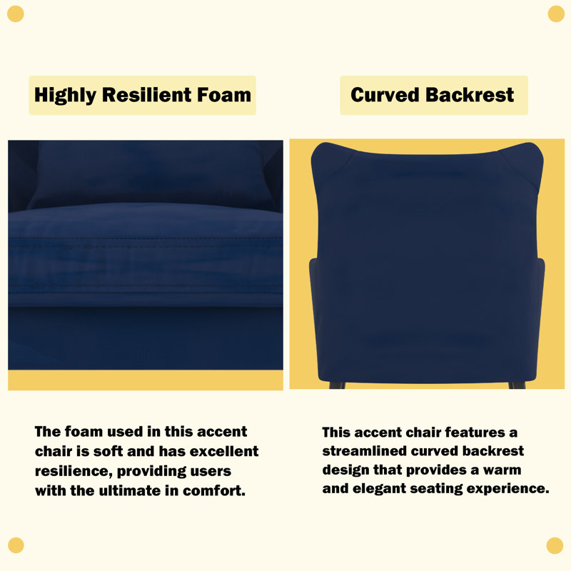 Fauteuil d'appoint en velours capitonné à boutons épais, Velours marine