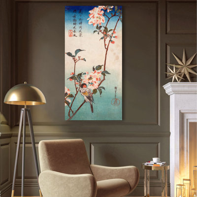 Kaido Ni Shokin, Small Bird on a Branch of Kaidozakura by Ando Hiroshige - Wrapped Canvas Graphic Art Print