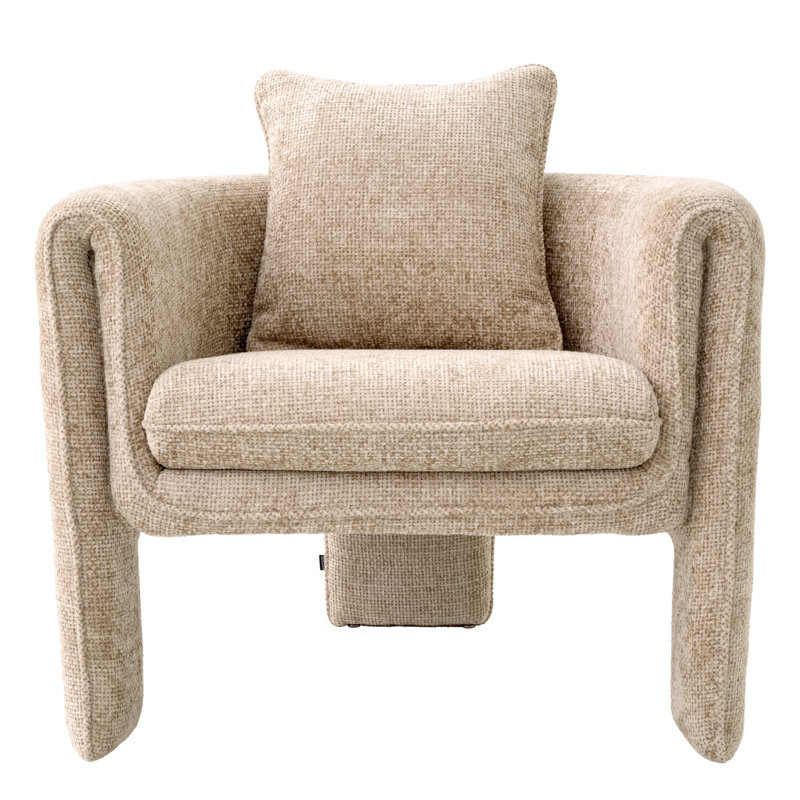 Fauteuil demi-tonneau de 33,46 po de large Toto, Mélange de polyester sable Lyssa