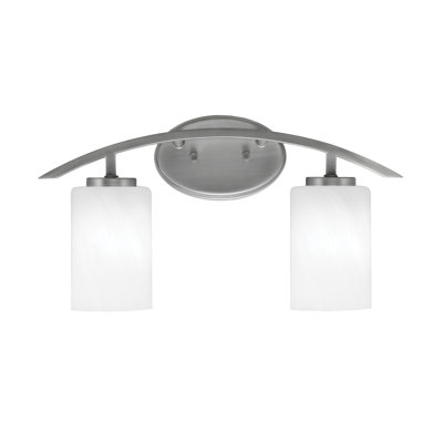 Kurve 2 Light Bath Bar With 4" White Marble Glass