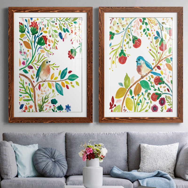 Morning Song I - ensemble de 2 reproductions d'art, H 37,5 po x l 55 po x P 1,5 po, Papier avec cadre érable, Blanc