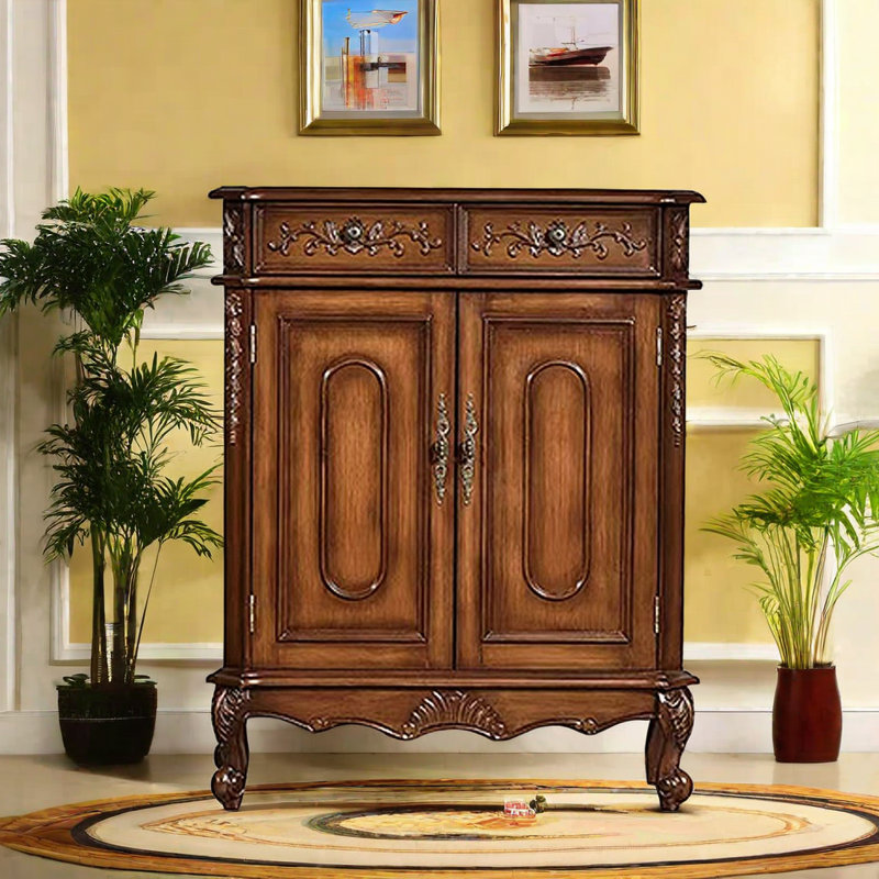 16 Pair Shoe Storage Cabinet, Dark Brown