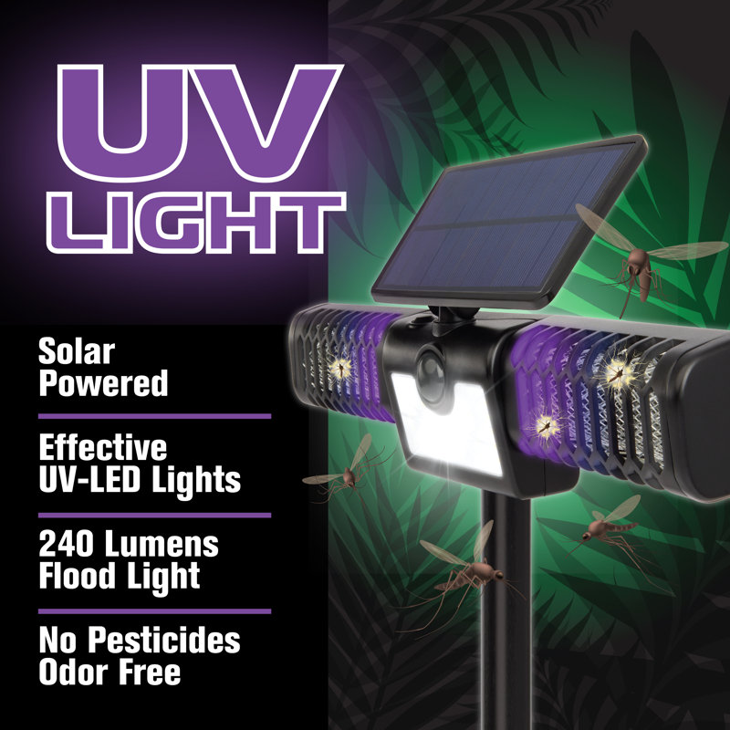 Bell+Howell Monster Solar 2 in 1 Floodlight Bug Zapper, High Powered Pest Control