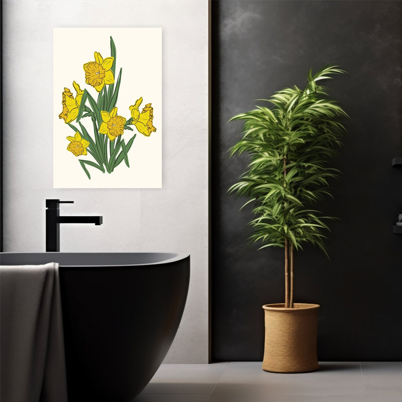 Art floral de jonquilles abstraites, H 24 po x l 16 po