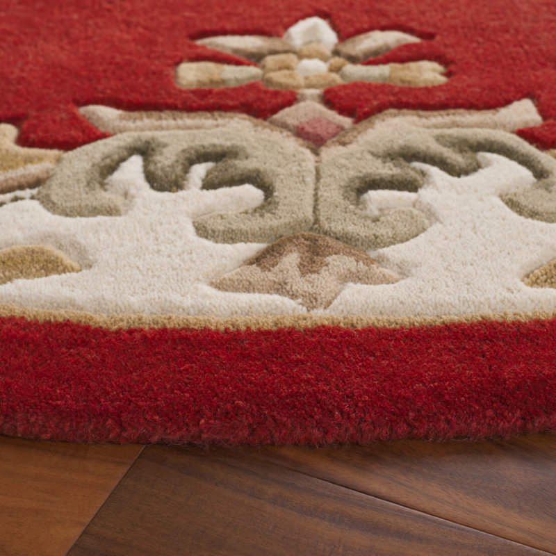 Tapis floral en laine / coton touffeté à la main Stengel Aubusson, Rond 6 pi