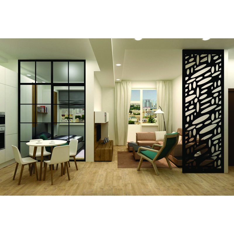 Oval Pattern Aluminum Laser-Cut Privacy Screen Panel  – Powder-Coated Outdoor Metal Wall Art, Decorative Garden Fence Privacy Divider