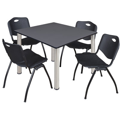 Kee Square Breakroom Table Top, 4 M Stack Chairs