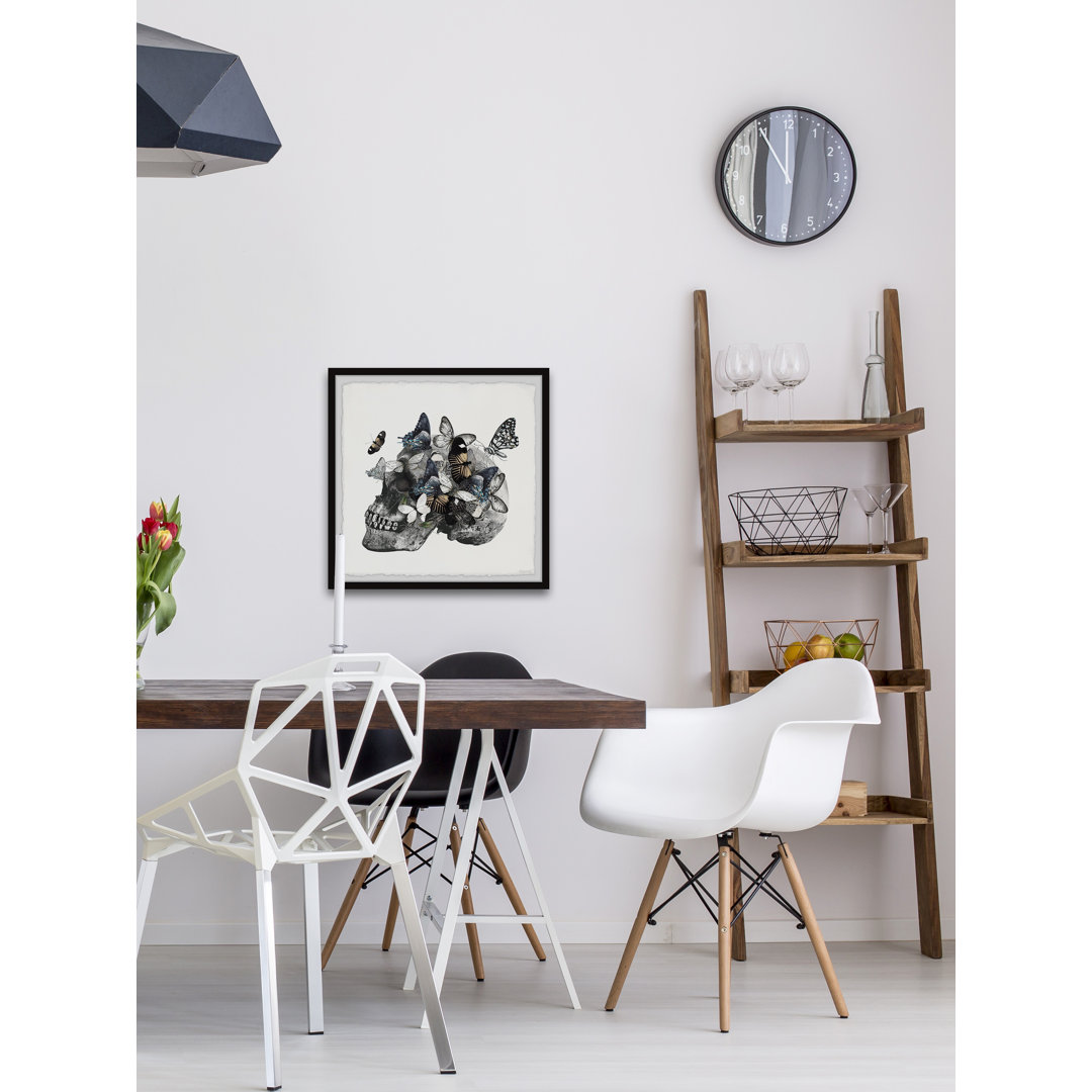 Butterfly Swarm And Skull - Picture Frame Painting Print