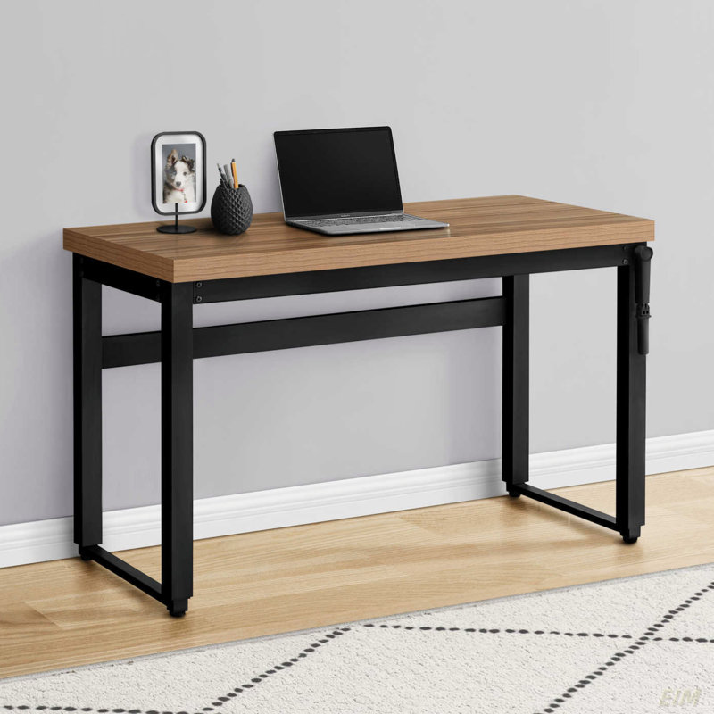 Bureau d'ordinateur, bureau personnel, debout, réglable, travail, ordinateur portable, métal, stratifié, Brun clair/noir