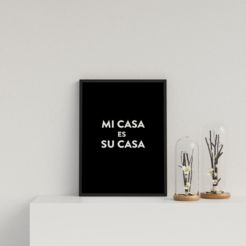 Mi Casa V2 W On Blk by Vouvart - Single Picture Frame Print