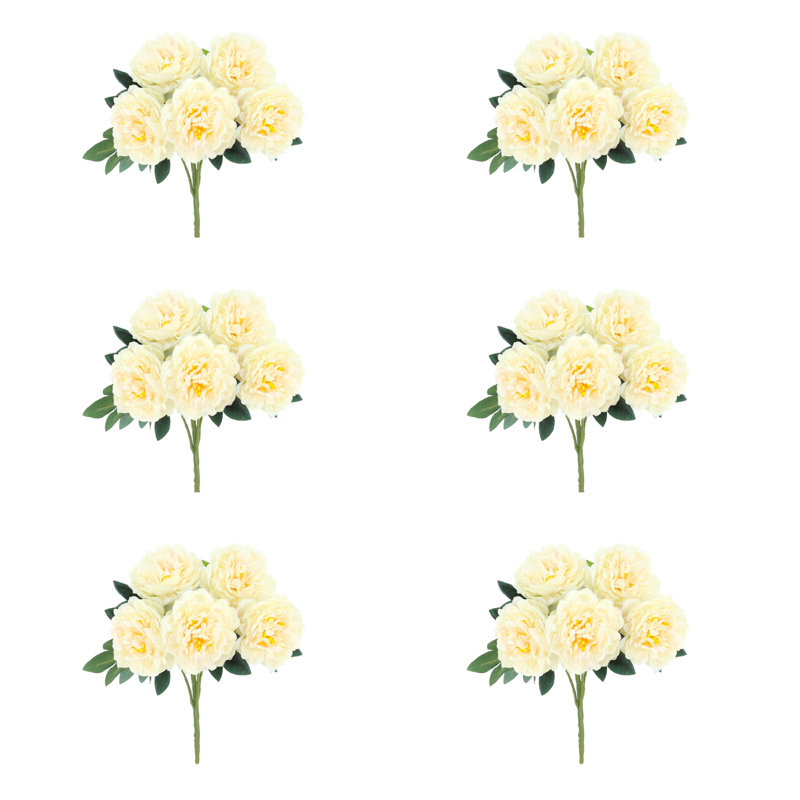 Bouquet de pivoines - ensemble de 6, Crème, crème