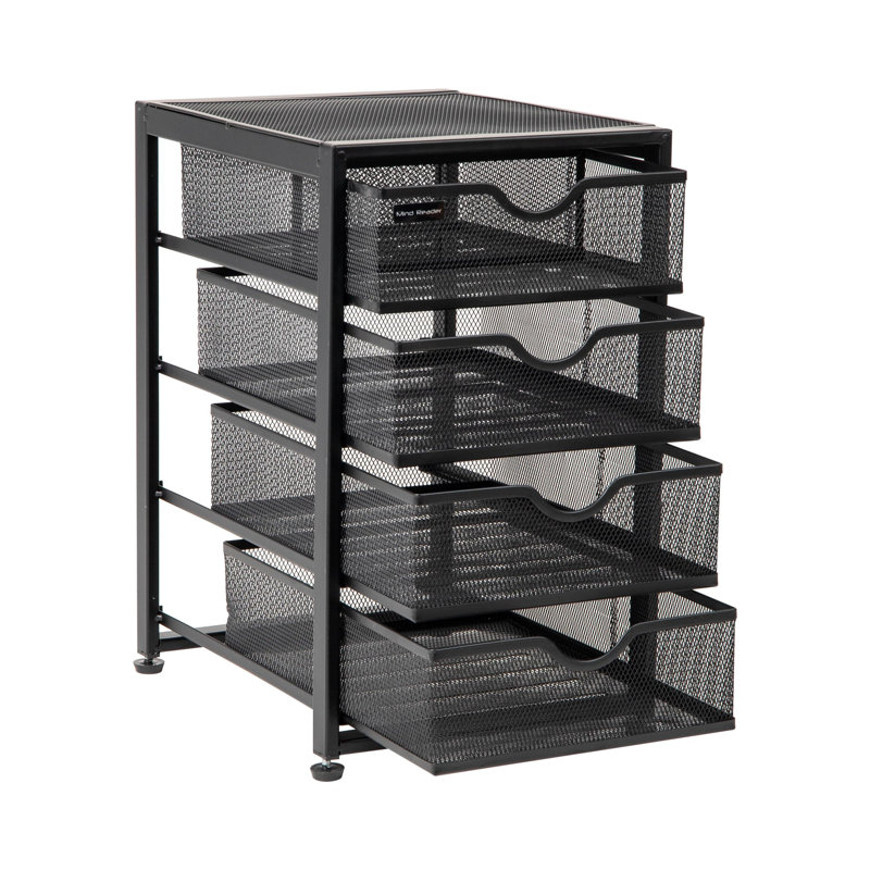 Metal Mesh Desktop File Storage Drawers Organizer - 10.25"L X 12.375"W X 16"H, Black