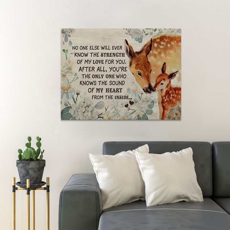 «Mother and Son Deer No One Else Will Ever Know», reproduction d'art rectangulaire sur toile tendue 1 pièce