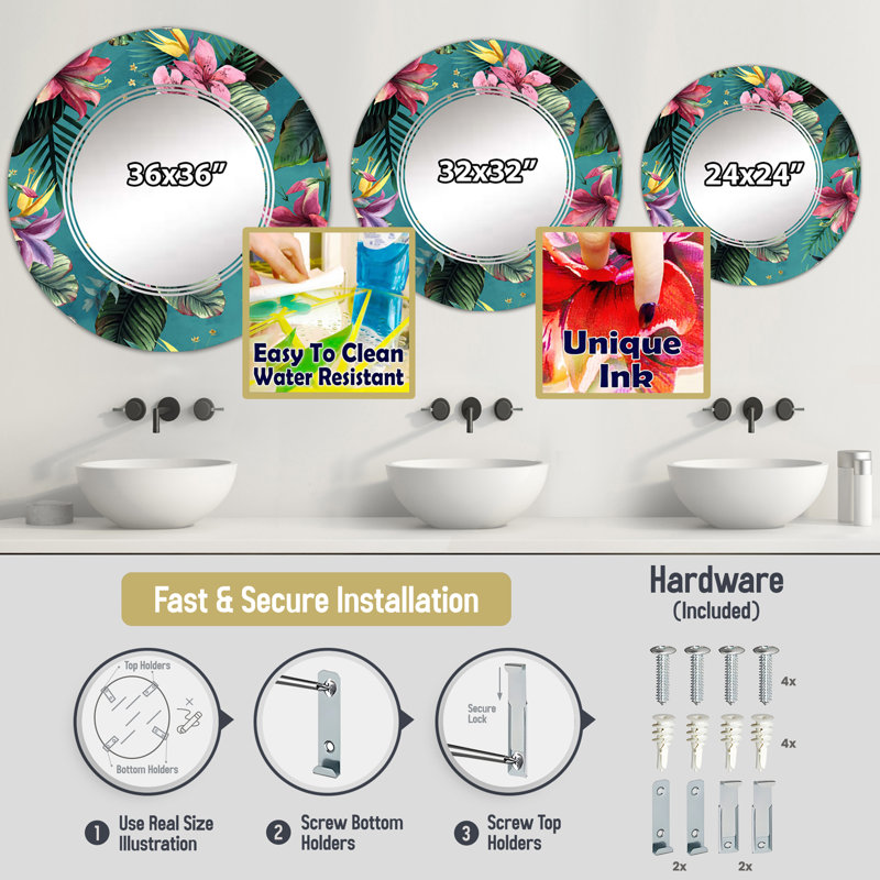 Miroir décoratif géométrique à motif géométrique vert et or MIR105668 C, 23,6 po x 23,6 po